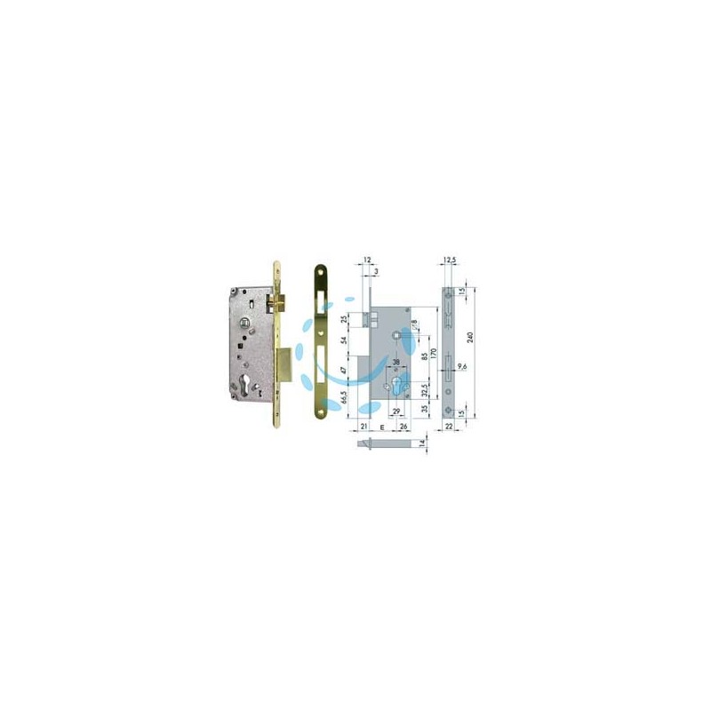 SERRATURA DA INFILARE PER PORTE IN LEGNO LOGO BORDO TONDO 5C631 - mm.60 (5C631600)