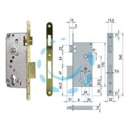 SERRATURA DA INFILARE PER PORTE IN LEGNO LOGO BORDO TONDO 5C631 - mm.70 (5C631700)