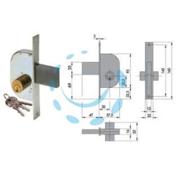 SERRATURA DA INFILARE PER CANCELLI SOLO SCROCCO 42110 - mm.30 (42110300)