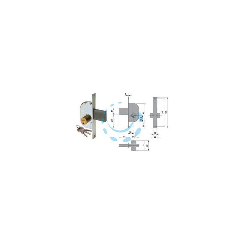 SERRATURA DA INFILARE PER CANCELLI SOLO SCROCCO 42110 - mm.30 (42110300)