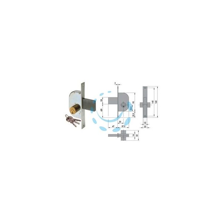 SERRATURA DA INFILARE PER CANCELLI SOLO SCROCCO 42110 - mm.30 (42110300)