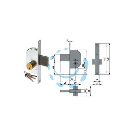 SERRATURA DA INFILARE PER CANCELLI SOLO CATENACCIO 42120 - mm.30 (42120300)