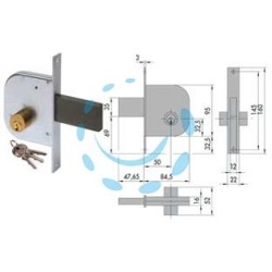 SERRATURA DA INFILARE PER CANCELLI CATENACCIO E SCROCCO 42010 - mm.50 (42010500)