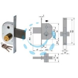 SERRATURA INFILARE PER CANCELLI CON QUADRO CATENACCIO E SCROCCO 42210 - mm.30 (42210300)