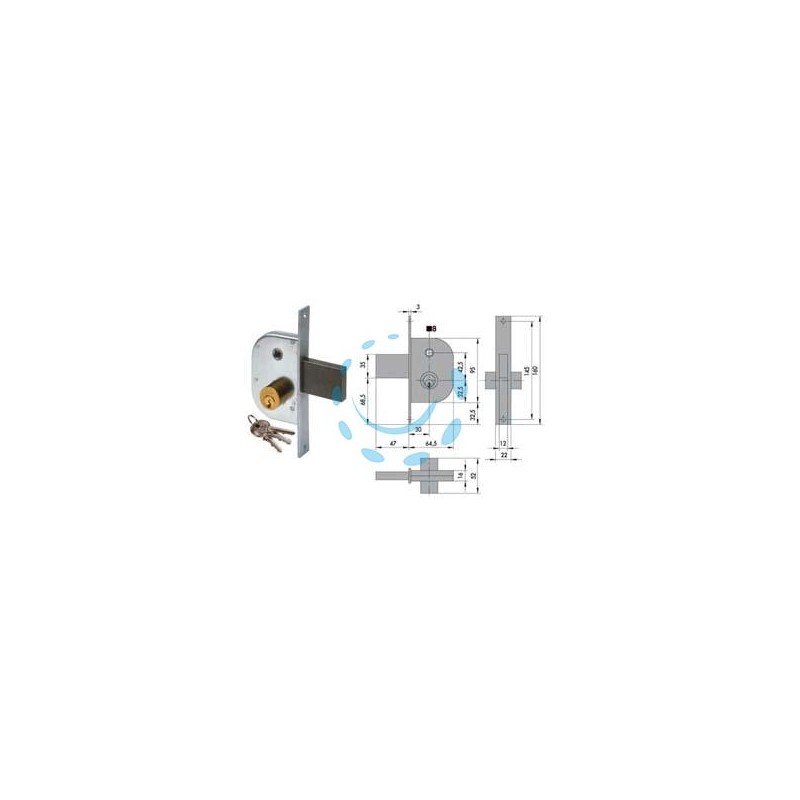SERRATURA INFILARE PER CANCELLI CON QUADRO CATENACCIO E SCROCCO 42210 - mm.30 (42210300)