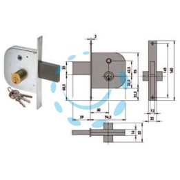 SERRATURA INFILARE PER CANCELLI CON QUADRO CATENACCIO E SCROCCO 42310 - mm.50 (42310500)