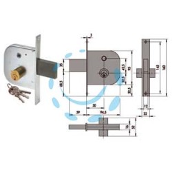 SERRATURA INFILARE PER CANCELLI CON QUADRO CATENACCIO E SCROCCO 42310 - mm.50 (42310500)