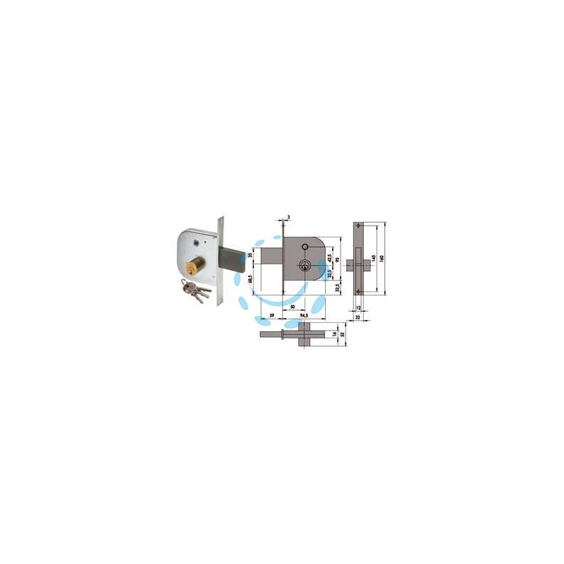 SERRATURA INFILARE PER CANCELLI CON QUADRO CATENACCIO E SCROCCO 42310 - mm.50 (42310500)