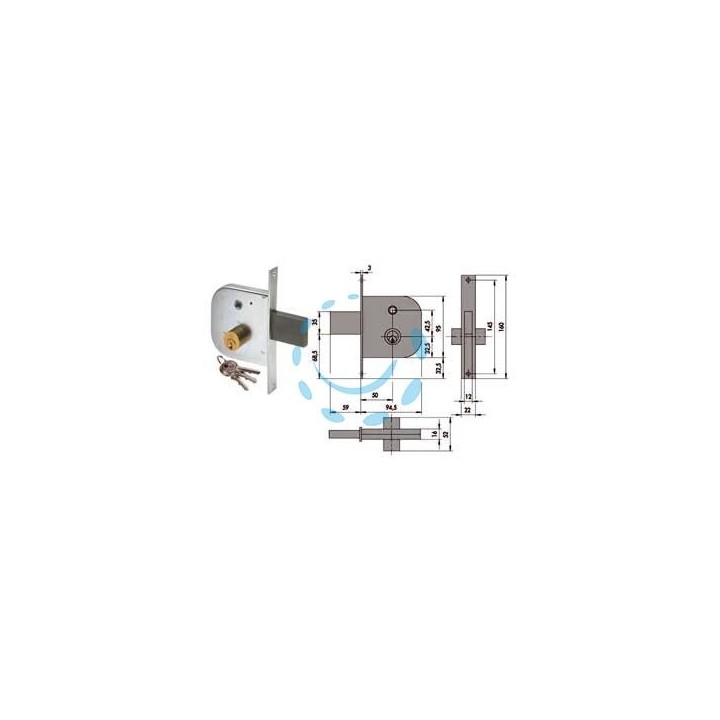 SERRATURA INFILARE PER CANCELLI CON QUADRO CATENACCIO E SCROCCO 42310 - mm.50 (42310500)