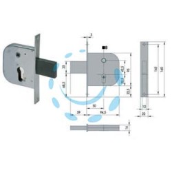 SERRATURA INFILARE PER CANCELLI CON QUADRO CATENACCIO E SCROCCO 42312 - mm.50 (42312500)