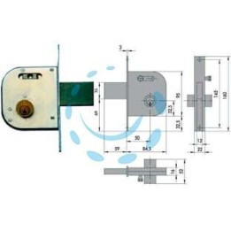 SERRATURA INFILARE PER CANCELLI CATENACCIO E SCROCCO CON NOTTOL. 42030 - mm.50 DX/SX (42030500)