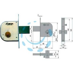 SERRATURA INFILARE PER CANCELLI CATENACCIO E SCROCCO CON NOTTOL. 42030 - mm.50 DX/SX (42030500)