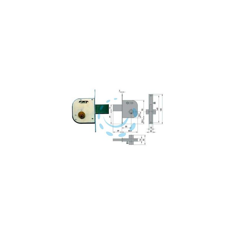 SERRATURA INFILARE PER CANCELLI CATENACCIO E SCROCCO CON NOTTOL. 42030 - mm.50 DX/SX (42030500)