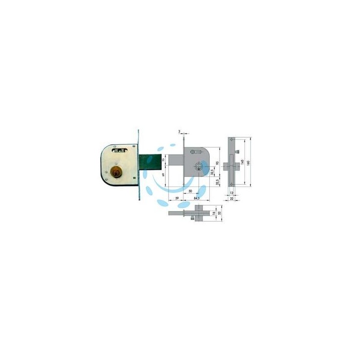 SERRATURA INFILARE PER CANCELLI CATENACCIO E SCROCCO CON NOTTOL. 42030 - mm.50 DX/SX (42030500)