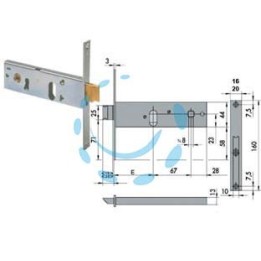SERRATURA DA INFILARE PER FASCE CATEN. E SCROCCO MM.44 H 44150 44151 - mm.80 2m. (44150800) front.mm.16 conf. ind.