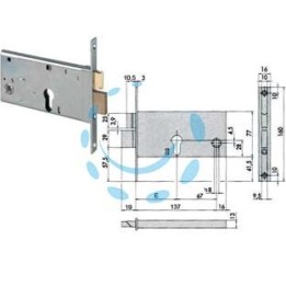 SERRATURA DA INFILARE PER FASCE CATENACCIO E SCROCCO MM.77 H 44360 - mm.80 (44360800)