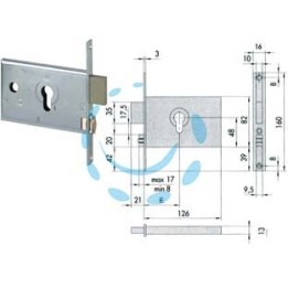 SERRATURA DA INFILARE PER FASCE CATENACCIO E RULLO MM.82 H 44130 - mm.60 (44130600)