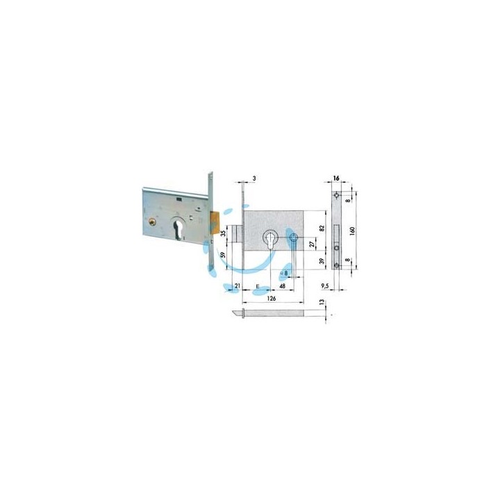 SERRATURA DA INFILARE PER FASCE CATENACCIO E SCROCCO MM.82 H 44145 - mm.60 (44145600)