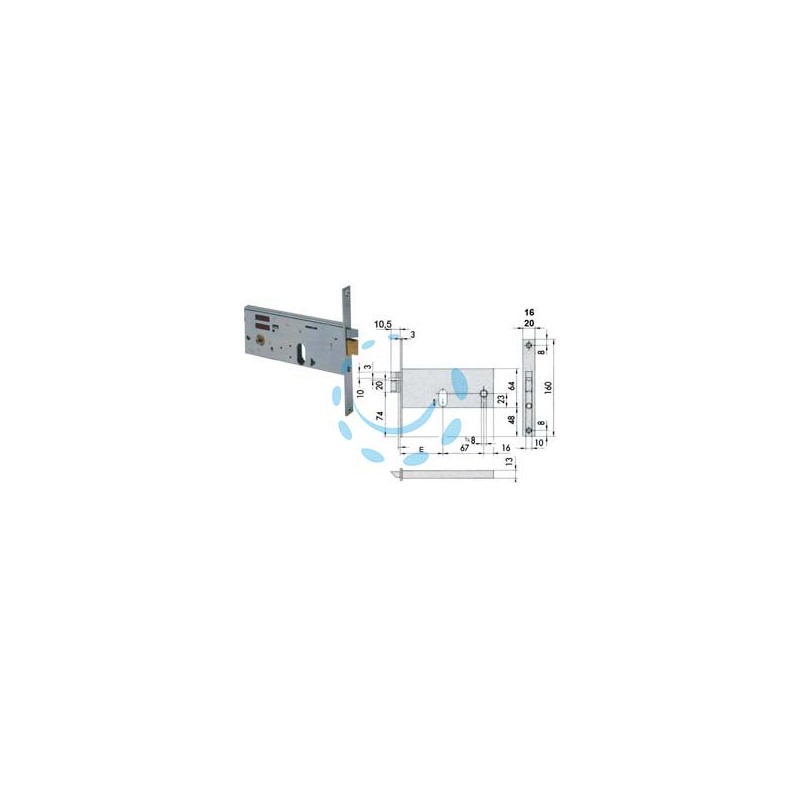 ELETTROSERRATURA DA INFILARE PER FASCE MM.64 H 14510 14511 - mm.80 (14510800) frontale mm.16