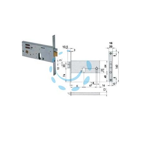 ELETTROSERRATURA DA INFILARE PER FASCE MM.64 H 14510 14511 - mm.80 (14511800) frontale mm.20
