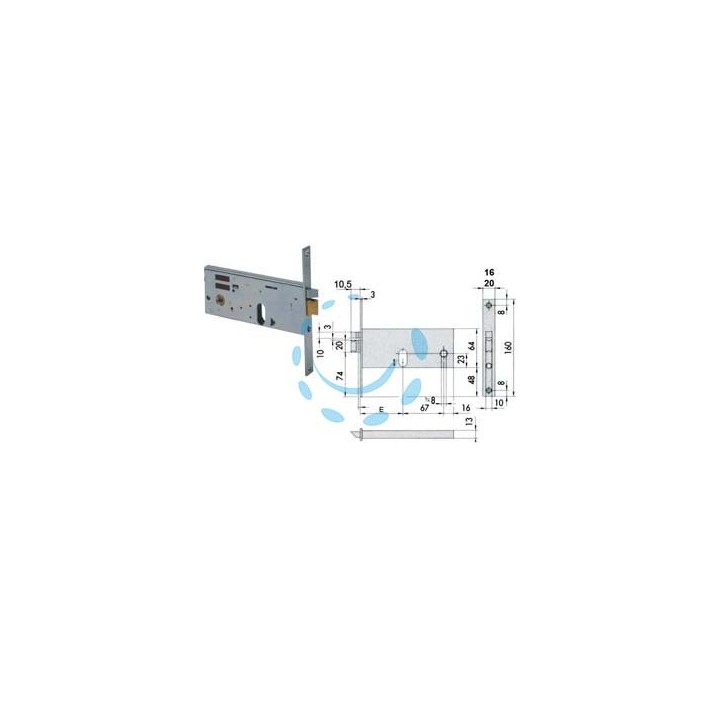 ELETTROSERRATURA DA INFILARE PER FASCE MM.64 H 14510 14511 - mm.80 (14511800) frontale mm.20