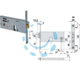 ELETTROSERRATURA DA INFILARE PER FASCE MM.64 H 14510 14511 - mm.90 (14511900) frontale mm.20