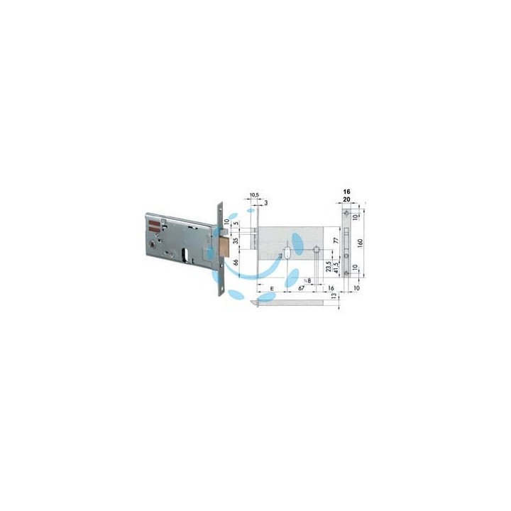 ELETTROSERRATURA DA INFILARE PER FASCE MM.77 H 14450 14451 - mm.70 (14450700) frontale mm.16