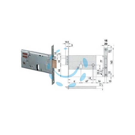 ELETTROSERRATURA DA INFILARE PER FASCE MM.77 H 14450 14451 - mm.80 (14450800) frontale mm.16
