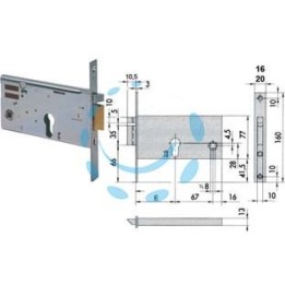 ELETTROSERRATURA DA INFILARE PER FASCE MM.77 H 14350 14351 - mm.70 (14351700) frontale mm.20