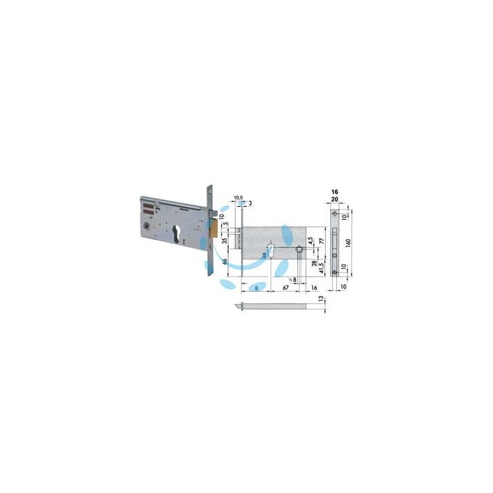 ELETTROSERRATURA DA INFILARE PER FASCE MM.77 H 14350 14351 - mm.90 (14350900) frontale mm.16
