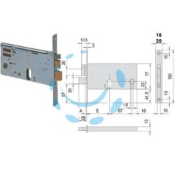 ELETTROSERRATURA DA INFILARE PER FASCE MM.77 H 14460 14461 - mm.70 (14460700) frontale mm.16