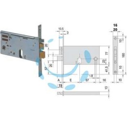ELETTROSERRATURA DA INFILARE PER FASCE MM.77 H 14460 14461 - mm.70 (14461900) frontale mm.20
