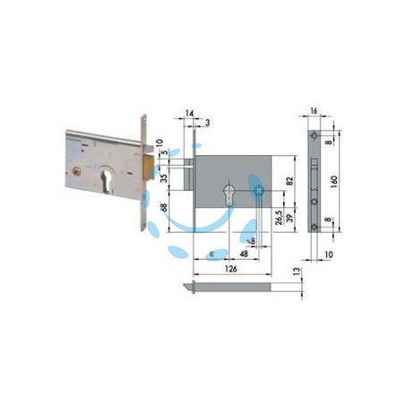 ELETTROSERRATURA DA INFILARE PER FASCE MM.82 H 14010 - mm.60 SX (14010602)