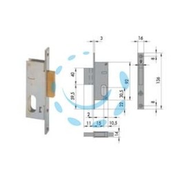 SERRATURA DA INFILARE PER MONTANTI SOLO CATENACCIO 44240 - mm.15 (44240150)