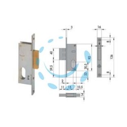 SERRATURA DA INFILARE PER MONTANTI SOLO CATENACCIO 44240 - mm.15 (44240150)