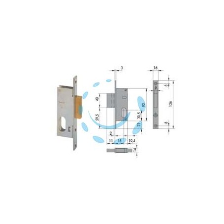 SERRATURA DA INFILARE PER MONTANTI SOLO CATENACCIO 44240 - mm.15 (44240150)
