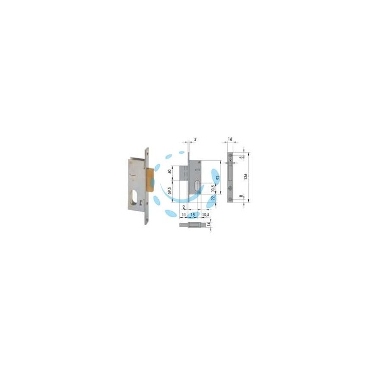 SERRATURA DA INFILARE PER MONTANTI SOLO CATENACCIO 44240 - mm.15 (44240150)