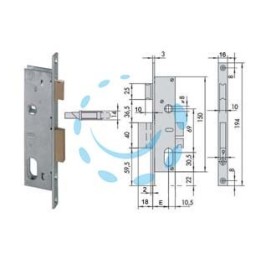SERRATURA DA INFILARE PER MONTANTI CATENACCIO E SCROCCO 2 MAND. 44225 - mm.25 (44225250)