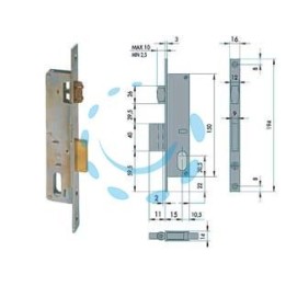 SERRATURA DA INFILARE PER MONTANTI CATENACCIO E RULLO 44230 - mm.15 (44230150)