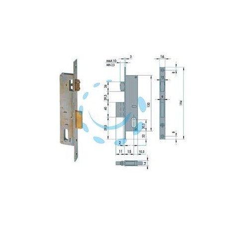 SERRATURA DA INFILARE PER MONTANTI CATENACCIO E RULLO 44230 - mm.15 (44230150)