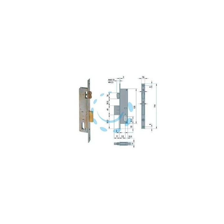 SERRATURA DA INFILARE PER MONTANTI CATENACCIO E RULLO 44230 - mm.15 (44230150)