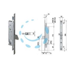 SERRATURA TRIPLICE DA INFILARE PER MONTANTI SOLO CATENACCIO 46220 - mm.30 (46220300)
