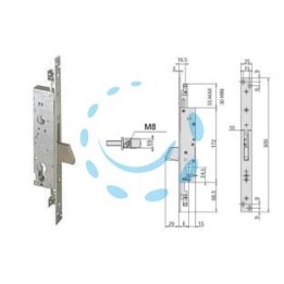 SERRATURA TRIPLICE DA INFILARE PER MONTANTI SOLO CATENACCIO 46820 - mm.25 (46820250)
