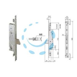 SERRATURA TRIPLICE DA INFILARE PER MONTANTI SOLO CATENACCIO 46820 - mm.25 (46820250)