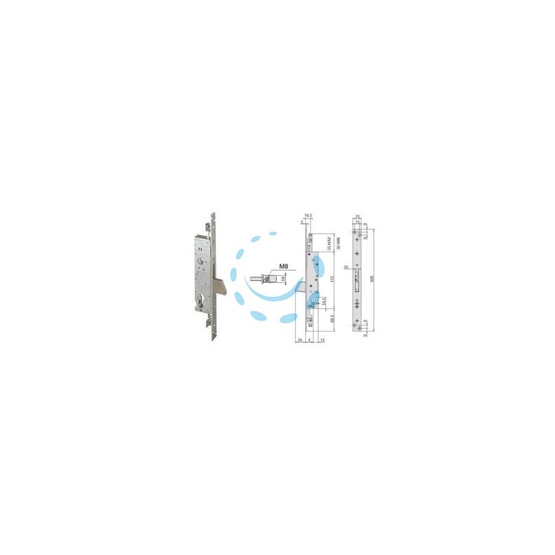 SERRATURA TRIPLICE DA INFILARE PER MONTANTI SOLO CATENACCIO 46820 - mm.25 (46820250)
