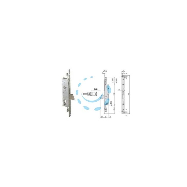 SERRATURA TRIPLICE DA INFILARE PER MONTANTI SOLO CATENACCIO 46820 - mm.25 (46820250)