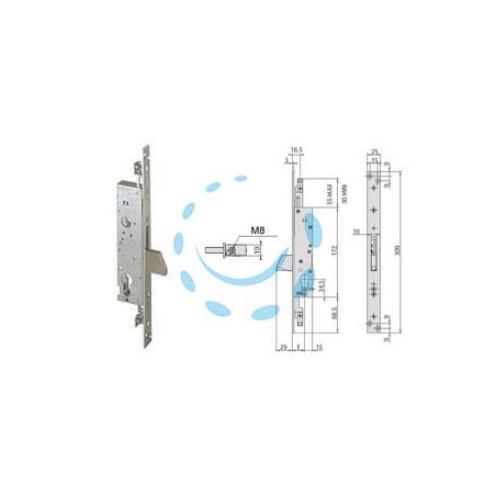 SERRATURA TRIPLICE DA INFILARE PER MONTANTI SOLO CATENACCIO 46820 - mm.30 (46820300)