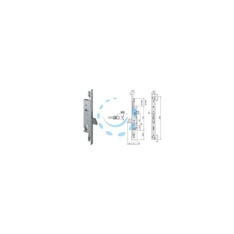 SERRATURA TRIPLICE INFILARE PER MONTANTI SOLO CATEN. 46800 (EX46300) - mm.35 (46800350)
