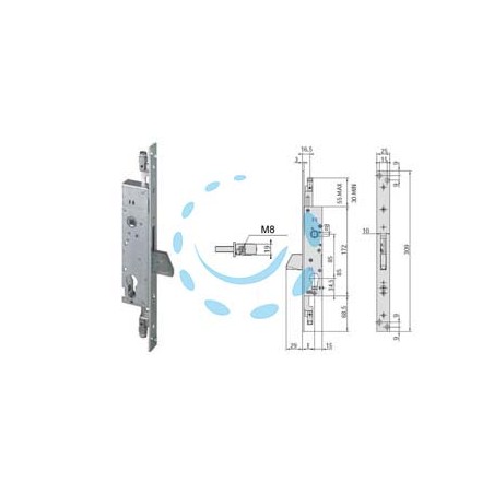 SERRATURA TRIPLICE INFILARE PER MONTANTI SOLO CATEN. 46800 (EX46300) - mm.35 (46800350)