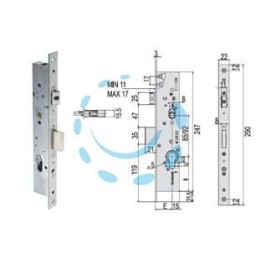 SERRATURA TRIPLICE INFILARE MONTANTI CON QUADRO E SCR. MULTITOP 49225 - mm.25 (4922525000RC)